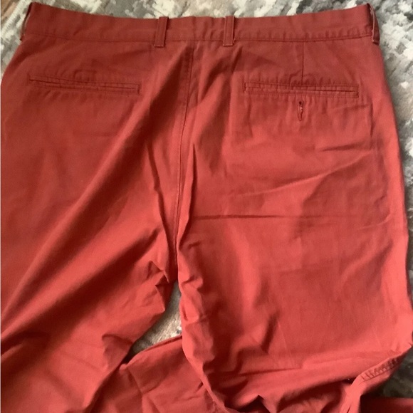 J Crew Mens Bleecker Chino Khaki Rust Pants Size 35x32 Straight Legs Flat Front - Picture 5 of 6